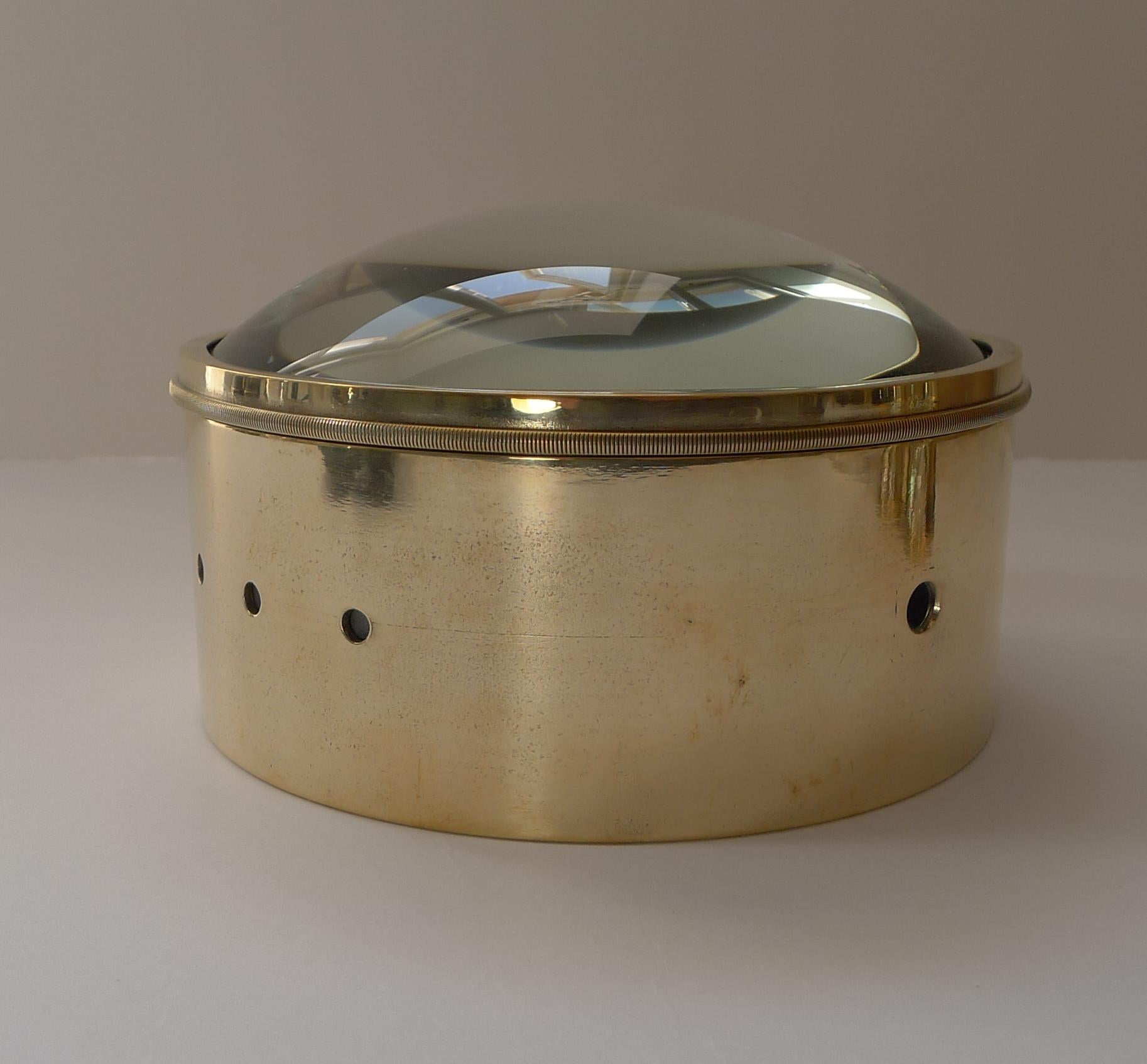 Always very popular and a very useful desk-top accessory. These large circular magnifiers actually are the condenser or magnifier from a Magic Lantern dating to around 1910; they are rescued, polished up and put back to use in the modern