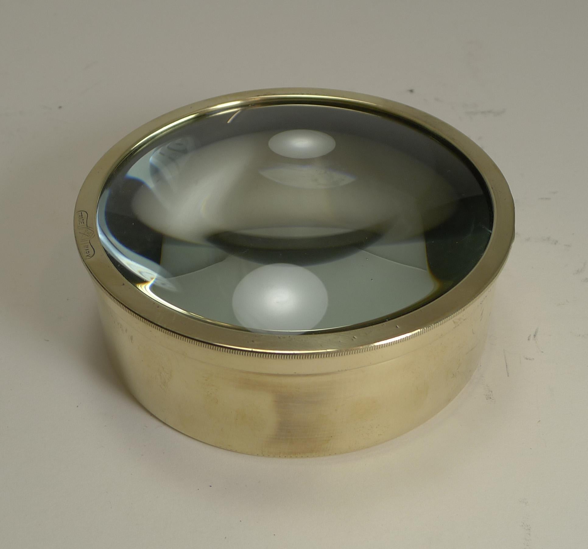 Always very popular and a very useful desk-top accessory. These large circular magnifiers actually are the condenser or magnifier from a Magic Lantern dating to around 1910; they are rescued, polished up and put back to use in the modern