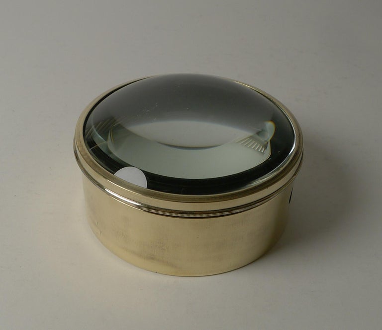 Large English Antique Brass Desk Magnifying Glass / Paperweight, c.1910 ...