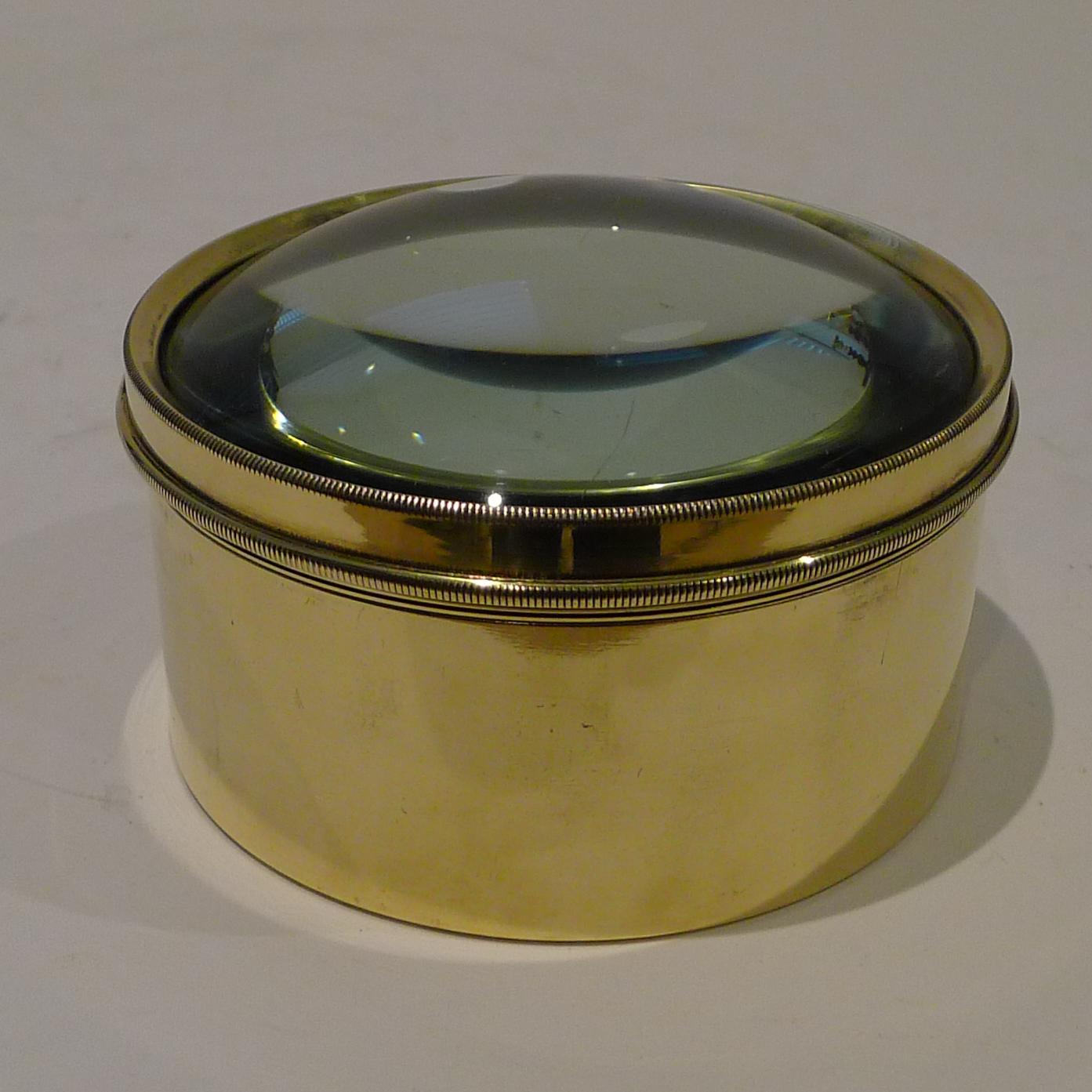 Always very popular and a very useful desk-top accessory. These large circular magnifiers actually are the condenser or magnifier from a Magic Lantern dating to around 1910; they are rescued, polished up and put back to use in the modern day.

This