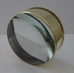 Grande lente d'ingrandimento da scrivania inglese in ottone antico / fermacarte, 1910 ca.