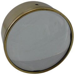 Large English Antique Brass Desk Magnifying Glass / Paperweight c.1910