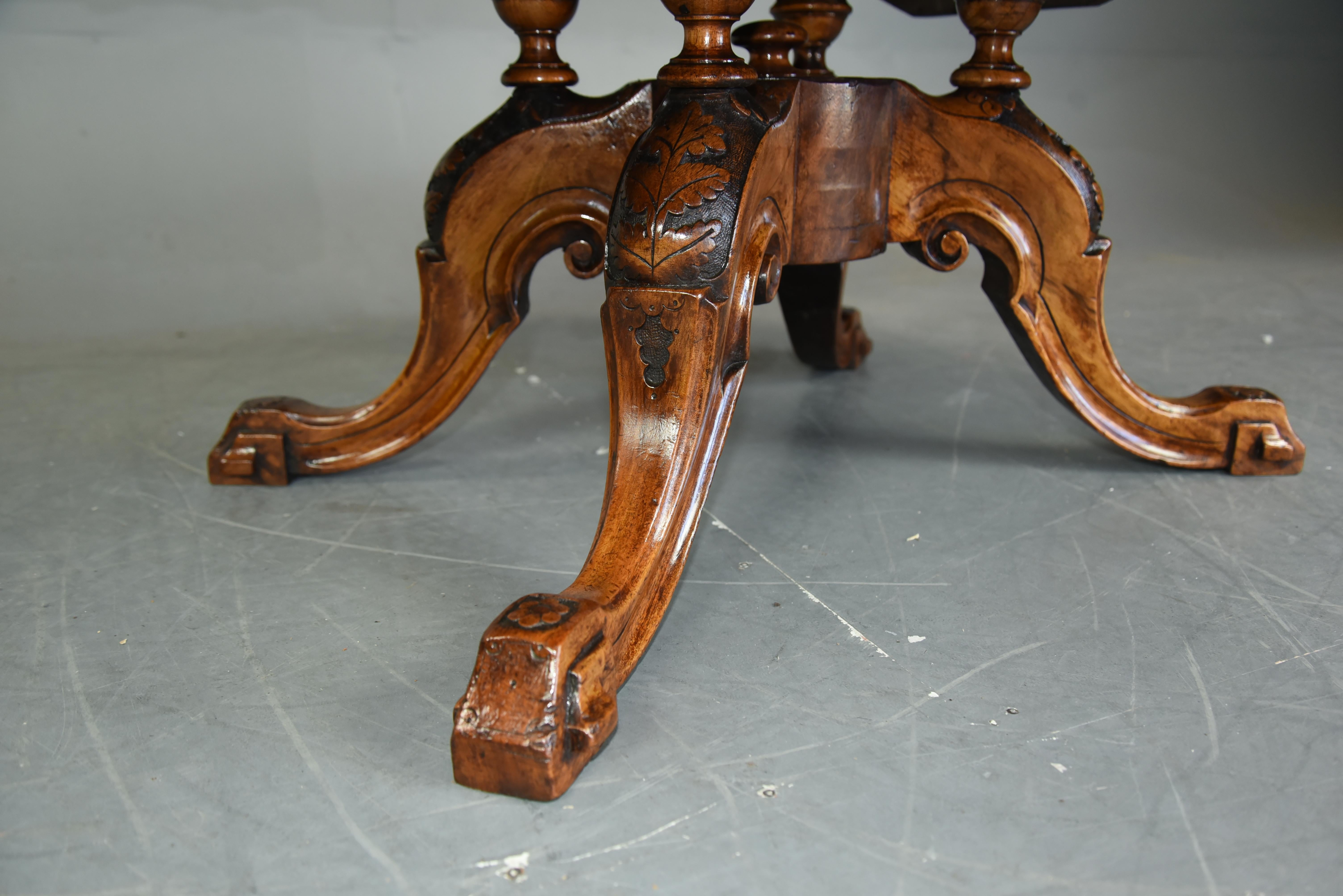 Mid-19th Century Large English Antique Burr Walnut Coffee Table 