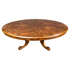 Large English Antique Burr Walnut Coffee Table 