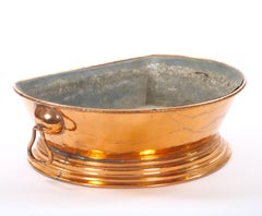 Large English Antique Copper Basin /  Lions Head Side Handles
