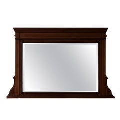Large English Antique Inlaid Mahogany Fireplace Over Mantel Mirror