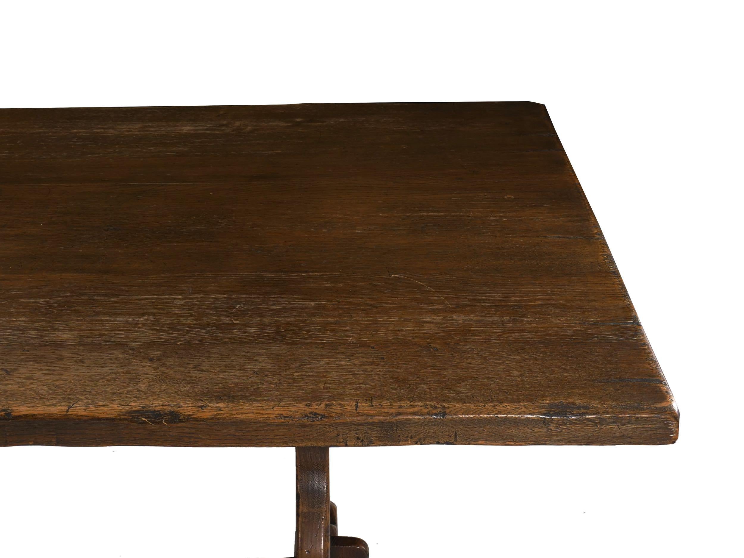 20th Century Large English Antique Oak Refectory Dining Table, Seats 8