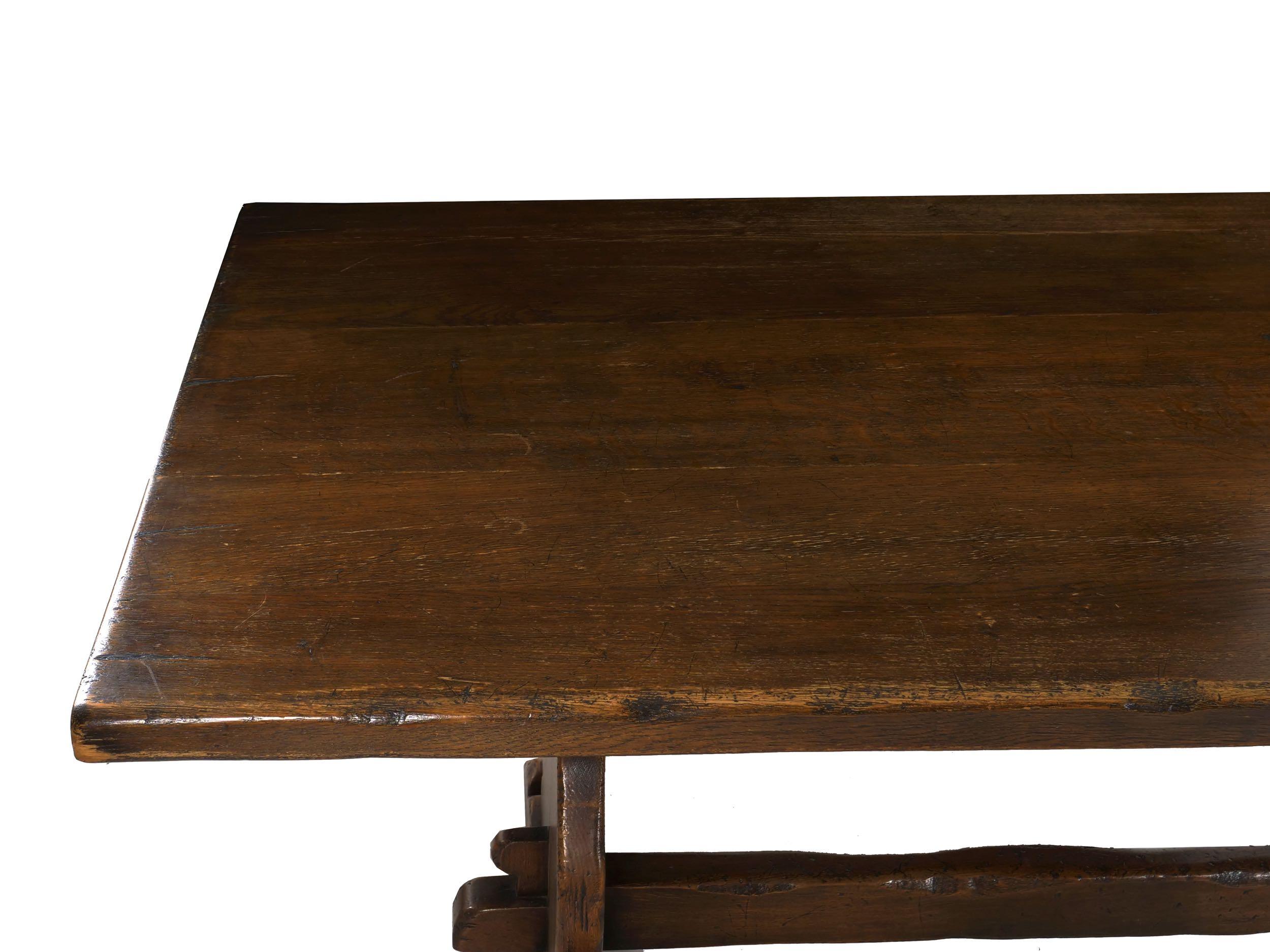 Large English Antique Oak Refectory Dining Table, Seats 8 1