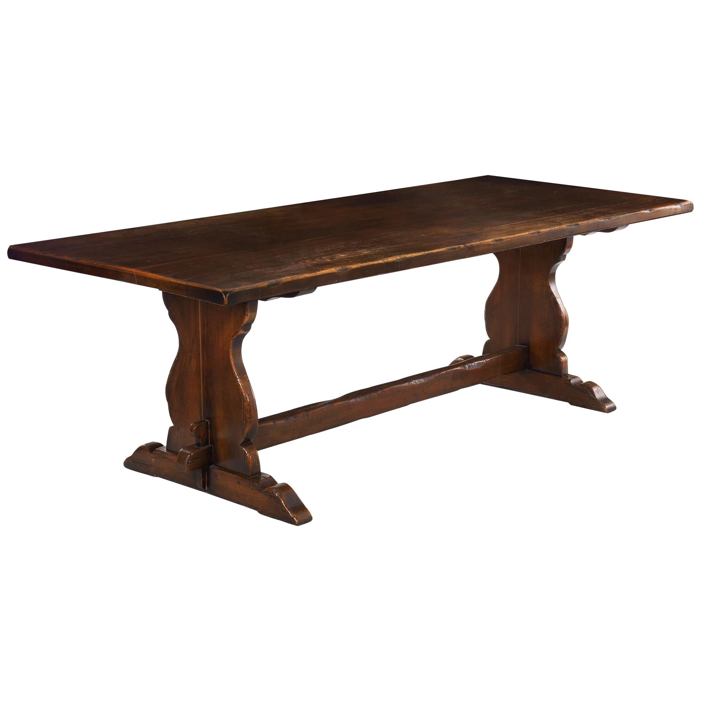 Large English Antique Oak Refectory Dining Table, Seats 8