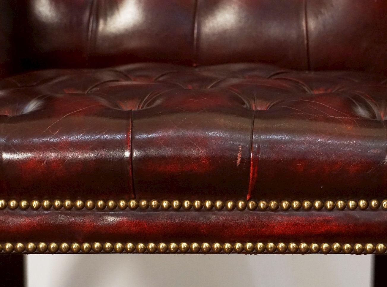 Large English Armchair or Library Chair of Tufted Leather 8
