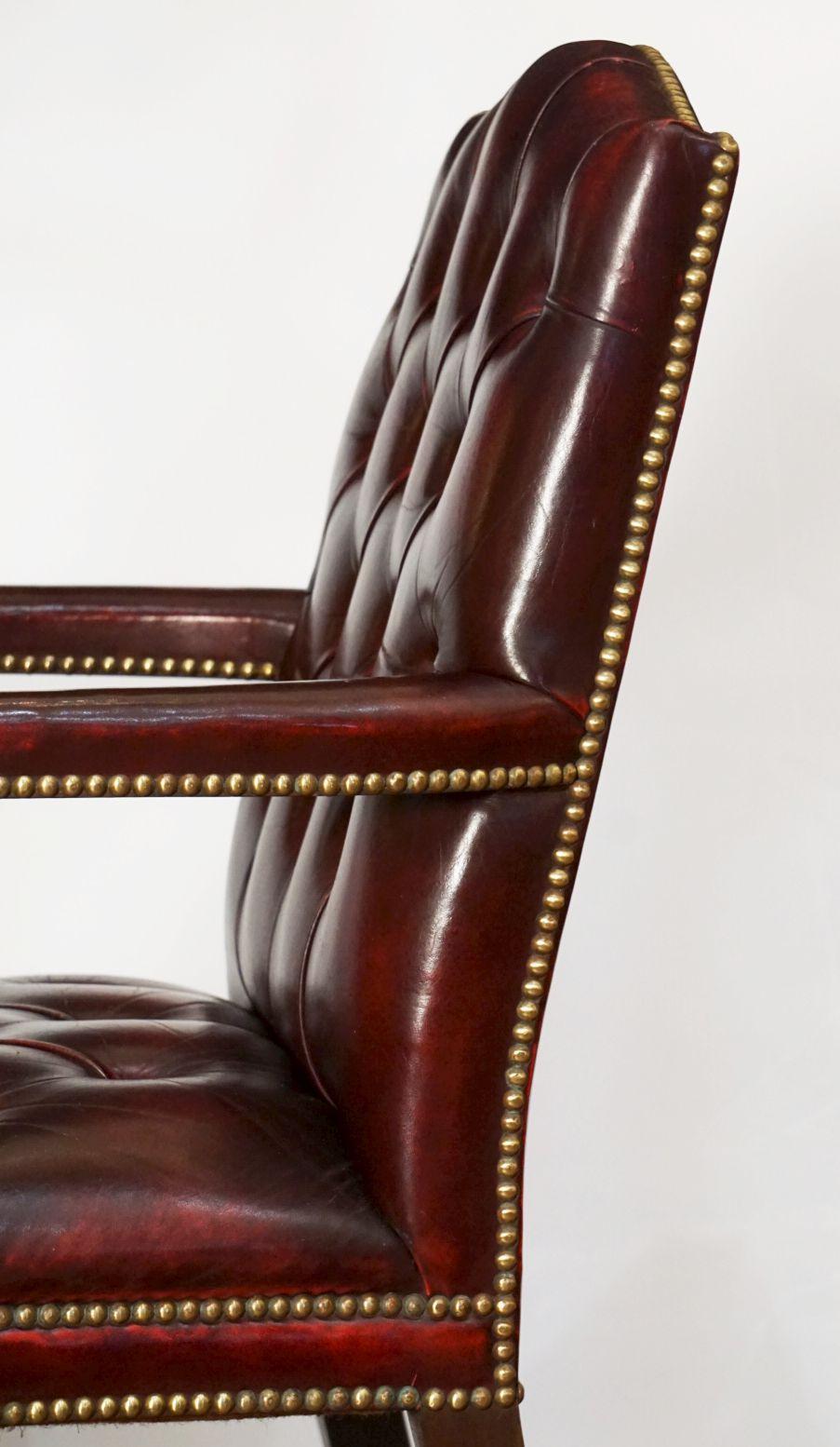 Large English Armchair or Library Chair of Tufted Leather 12