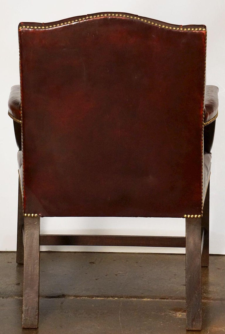 Large English Armchair or Library Chair of Tufted Leather at 1stDibs