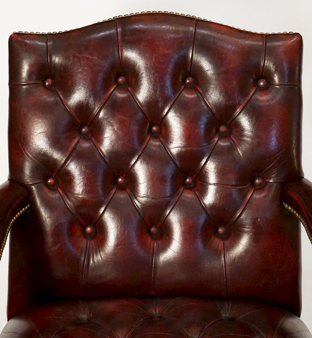 Large English Armchair or Library Chair of Tufted Leather 3
