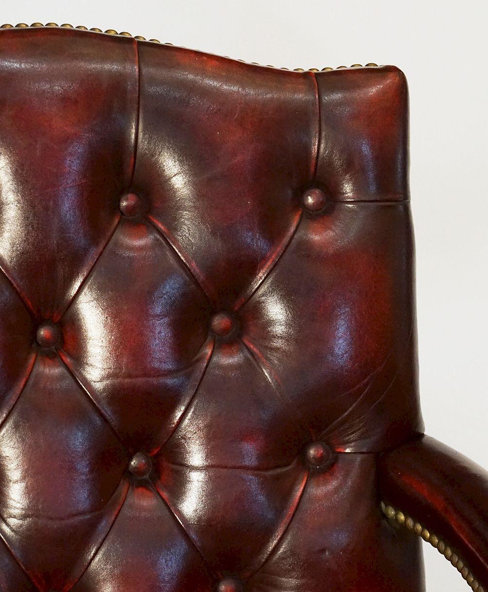 Large English Armchair or Library Chair of Tufted Leather 4