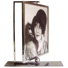 Vintage Large English Art Deco Chrome Geometric Swivel Table Frame