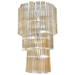 Large English Art Deco Style Glass Chandelier