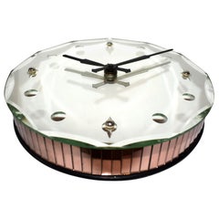 Large English Art Deco Mirrored Wall Clock, circa 1935