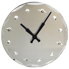 Large English Art Deco Mirrored Wall Clock, circa 1935