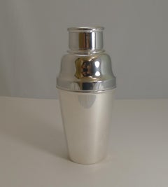 Large English Art Deco Silver Plate Cocktail Shaker with Ice Breaker, circa 1930