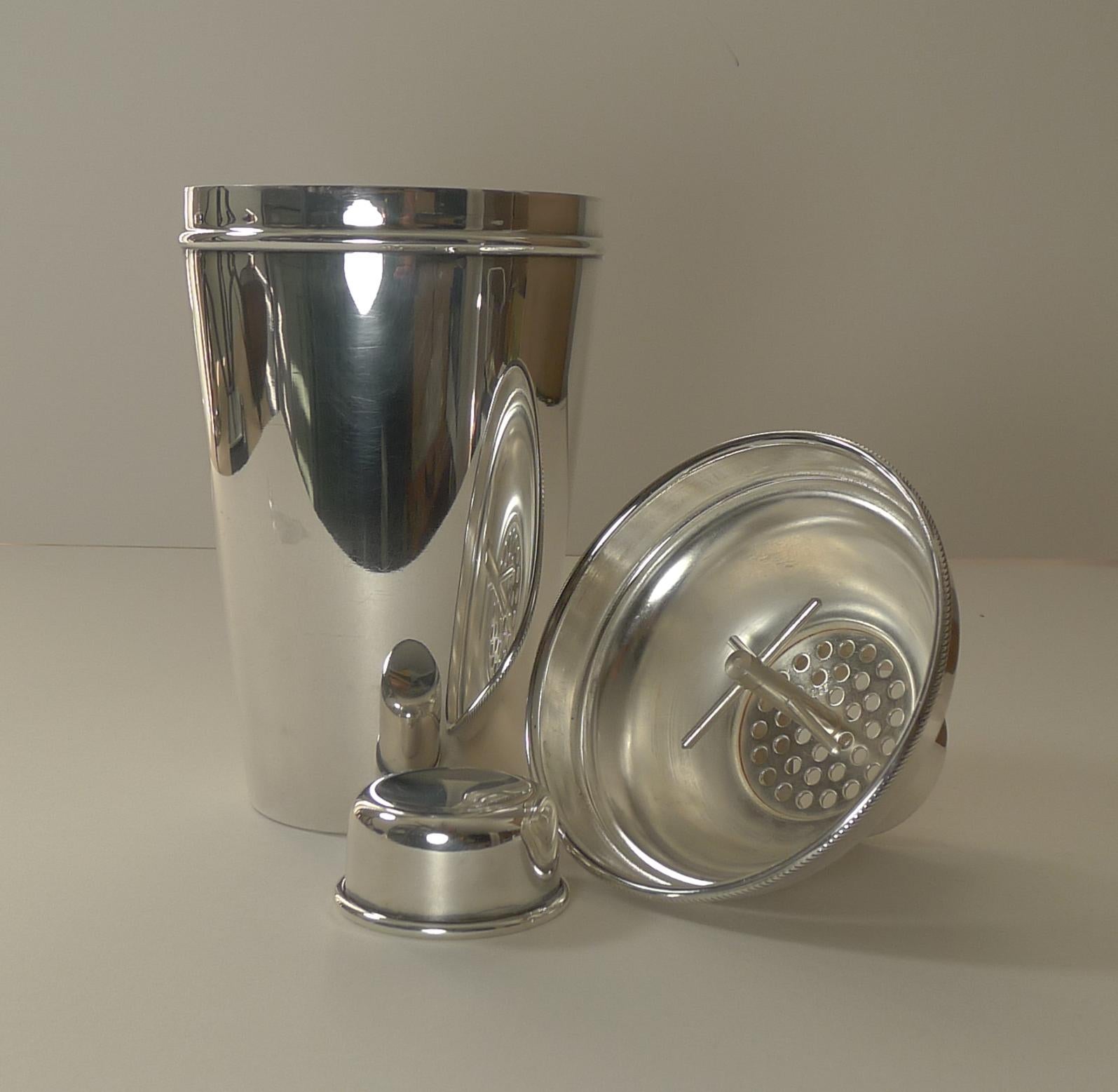 Large English Art Deco Silver Plated Cocktail Shaker by James Dixon & Sons 3