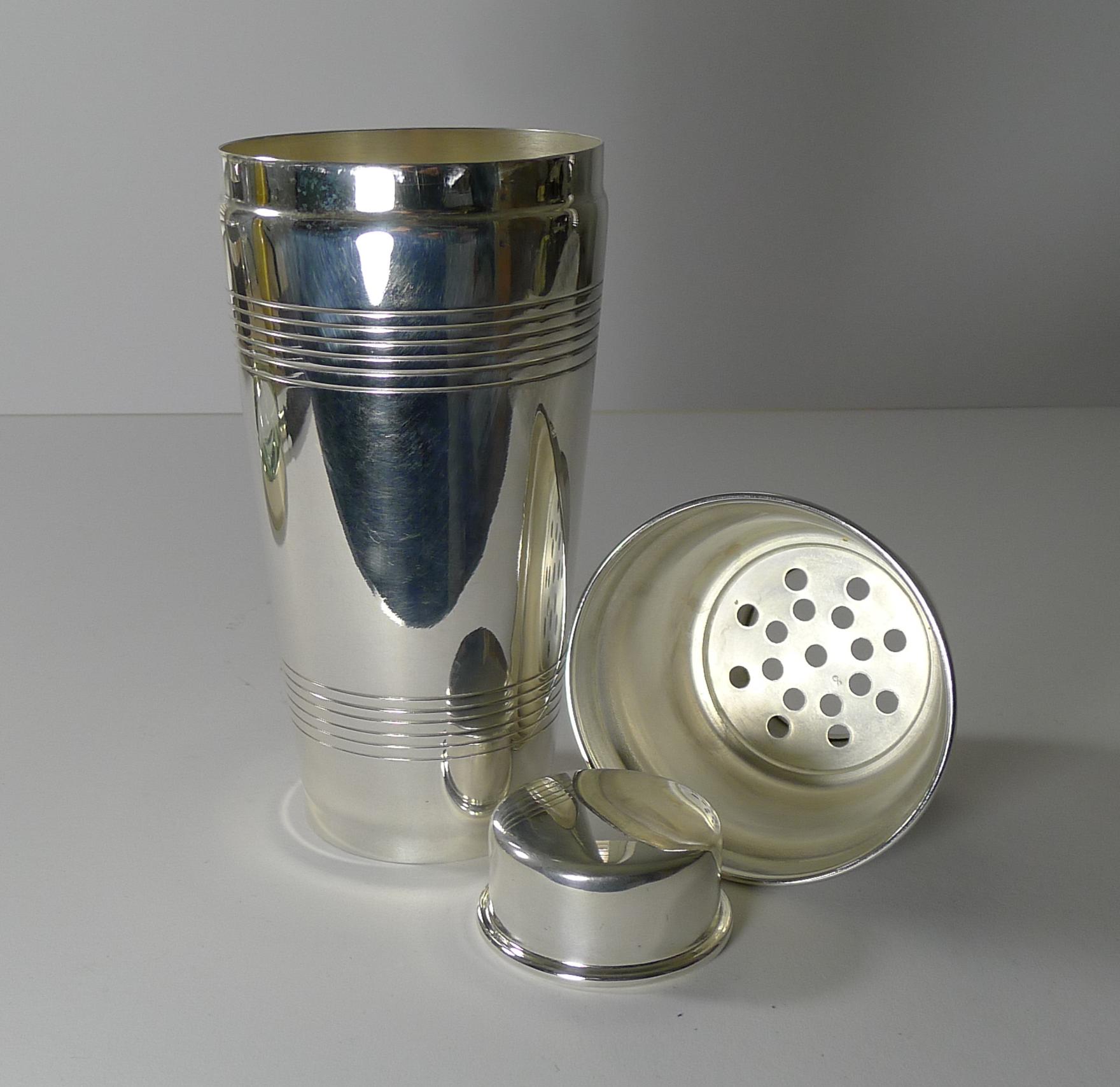 European Large English Art Deco Silver Plated Cocktail Shaker c.1930