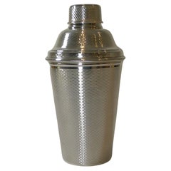 Large English Art Deco Silver Plated Cocktail Shaker, Engine Turned