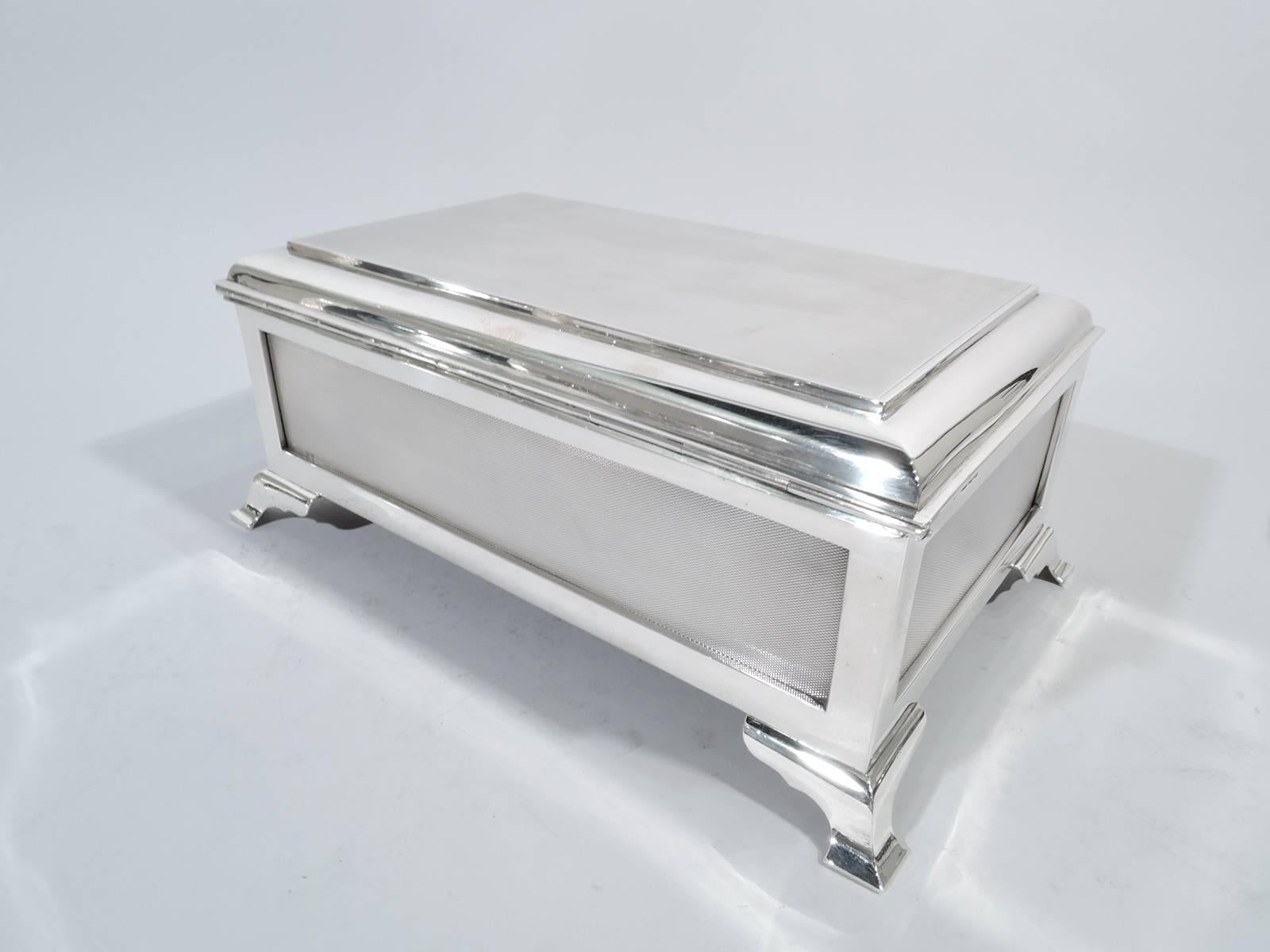 Mid-20th Century Large English Art Deco Sterling Silver Casket Box
