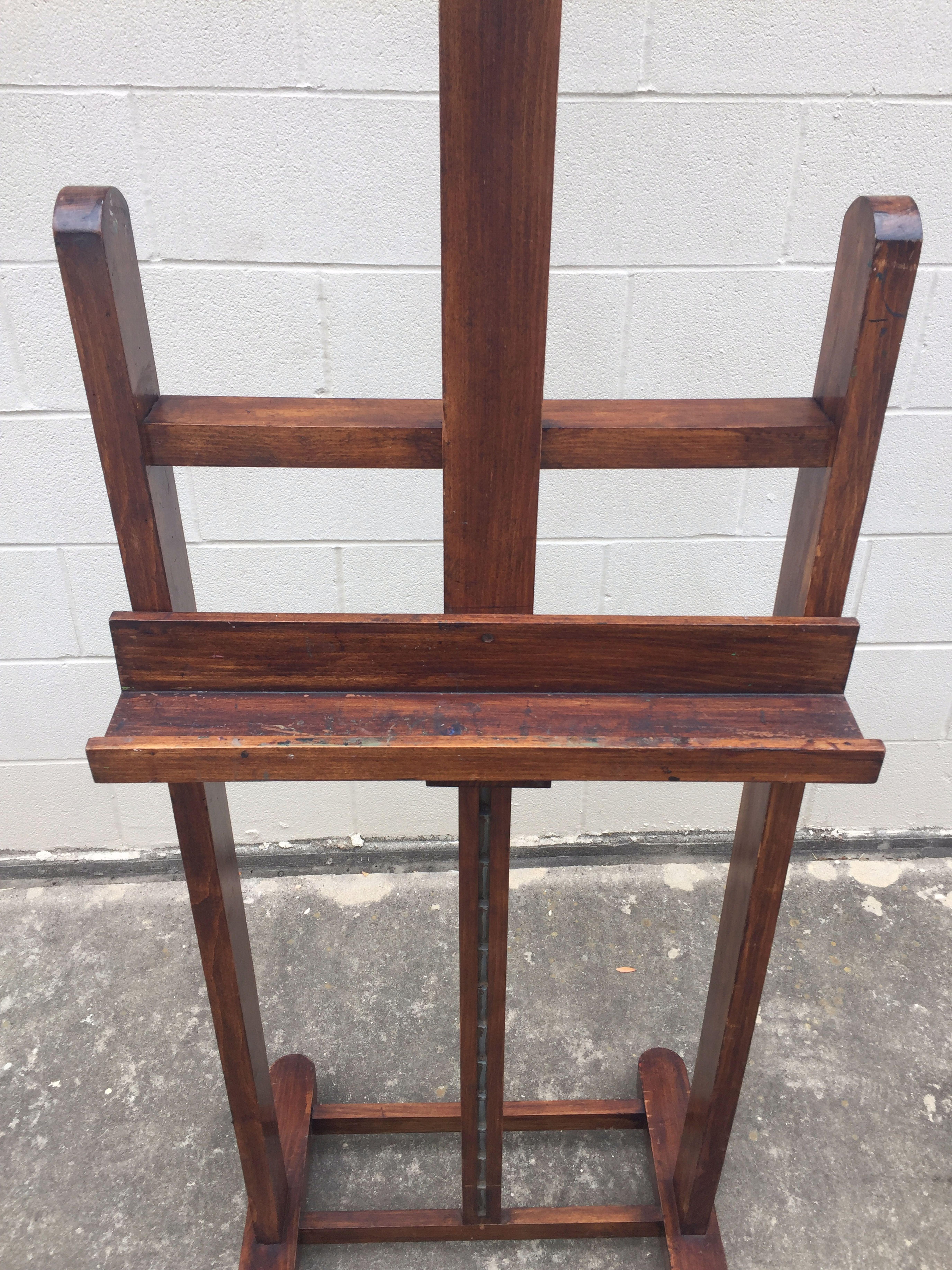 Large English Artist's Display or Floor Easel with Adjustable Tray 12