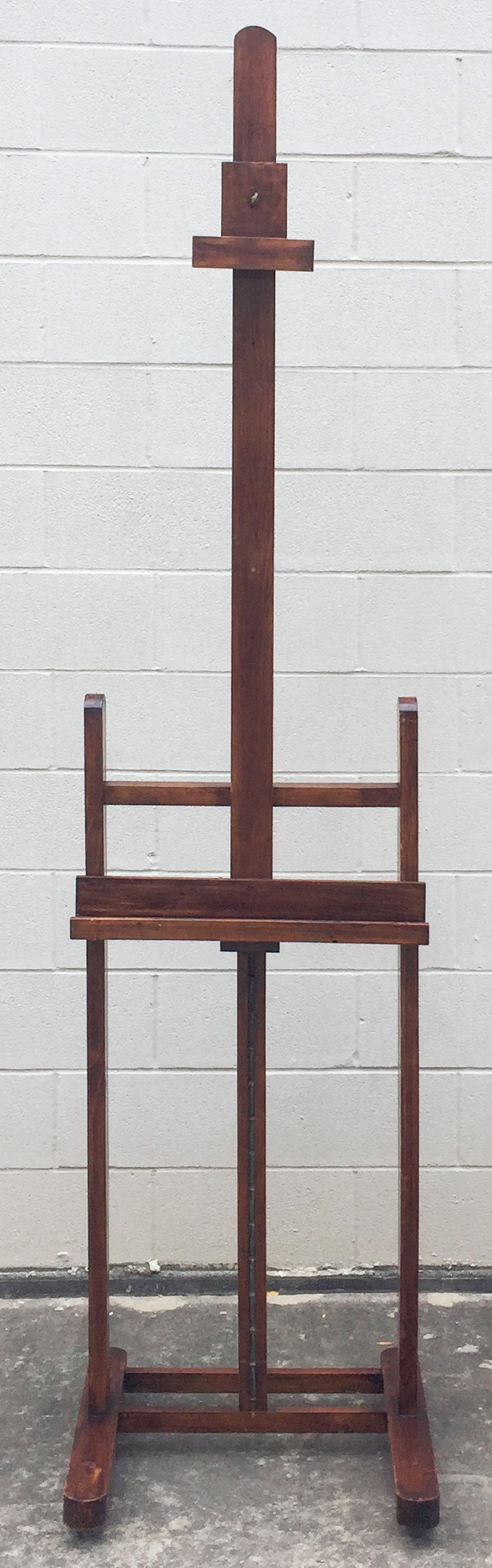 20th Century Large English Artist's Display or Floor Easel with Adjustable Tray
