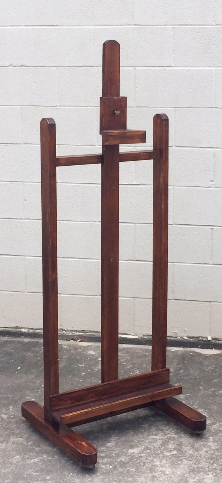 Large English Artist's Display or Floor Easel with Adjustable Tray at