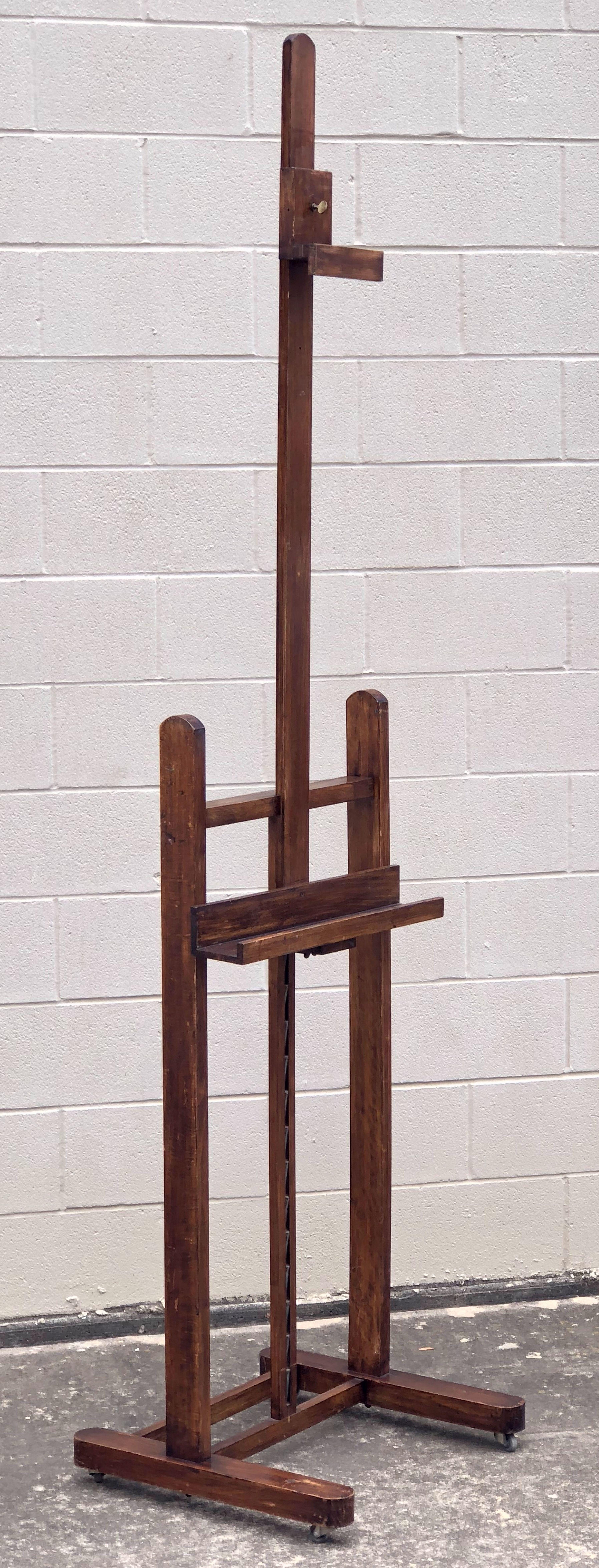 Large English Artist's Display or Floor Easel with Adjustable Tray 1
