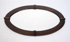 Large English Arts & Crafts Oval Oak Wall Mirror Shapland & Petter C.1905
