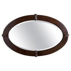 Large English Arts & Crafts Oval Oak Wall Mirror Shapland & Petter C.1905