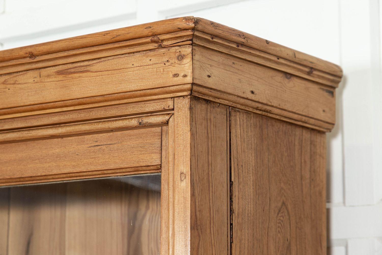Large English Ash & Pine Glazed Bookcase Cabinet 8