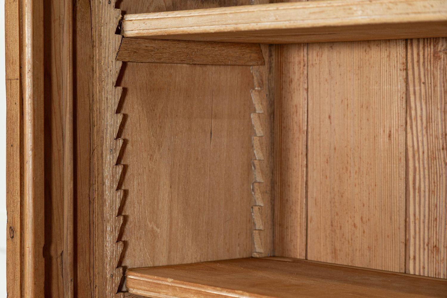 Large English Ash & Pine Glazed Bookcase Cabinet For Sale 9