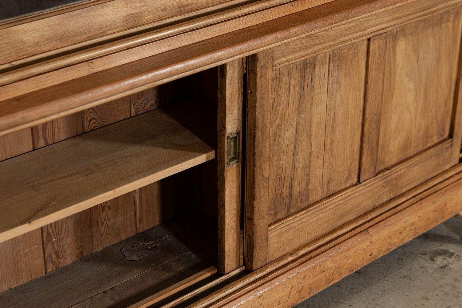 Large English Ash & Pine Glazed Bookcase Cabinet 11
