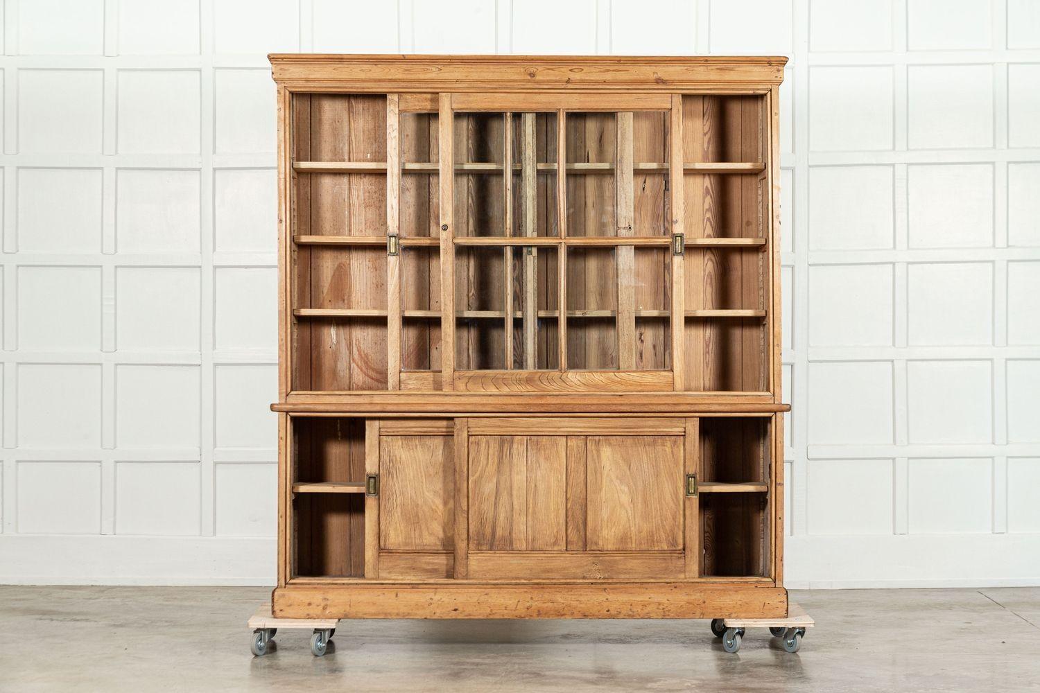 circa 1870
Large English Ash & Pine Glazed Bookcase Cabinet
sku 1814
W173 x D39 x H187 cm.
Weight 140 kg