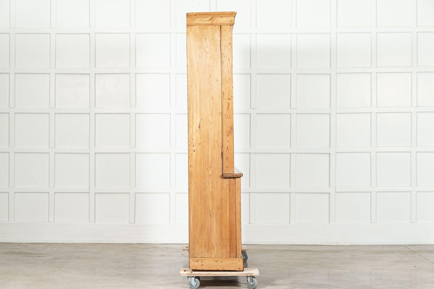 Large English Ash & Pine Glazed Bookcase Cabinet 3