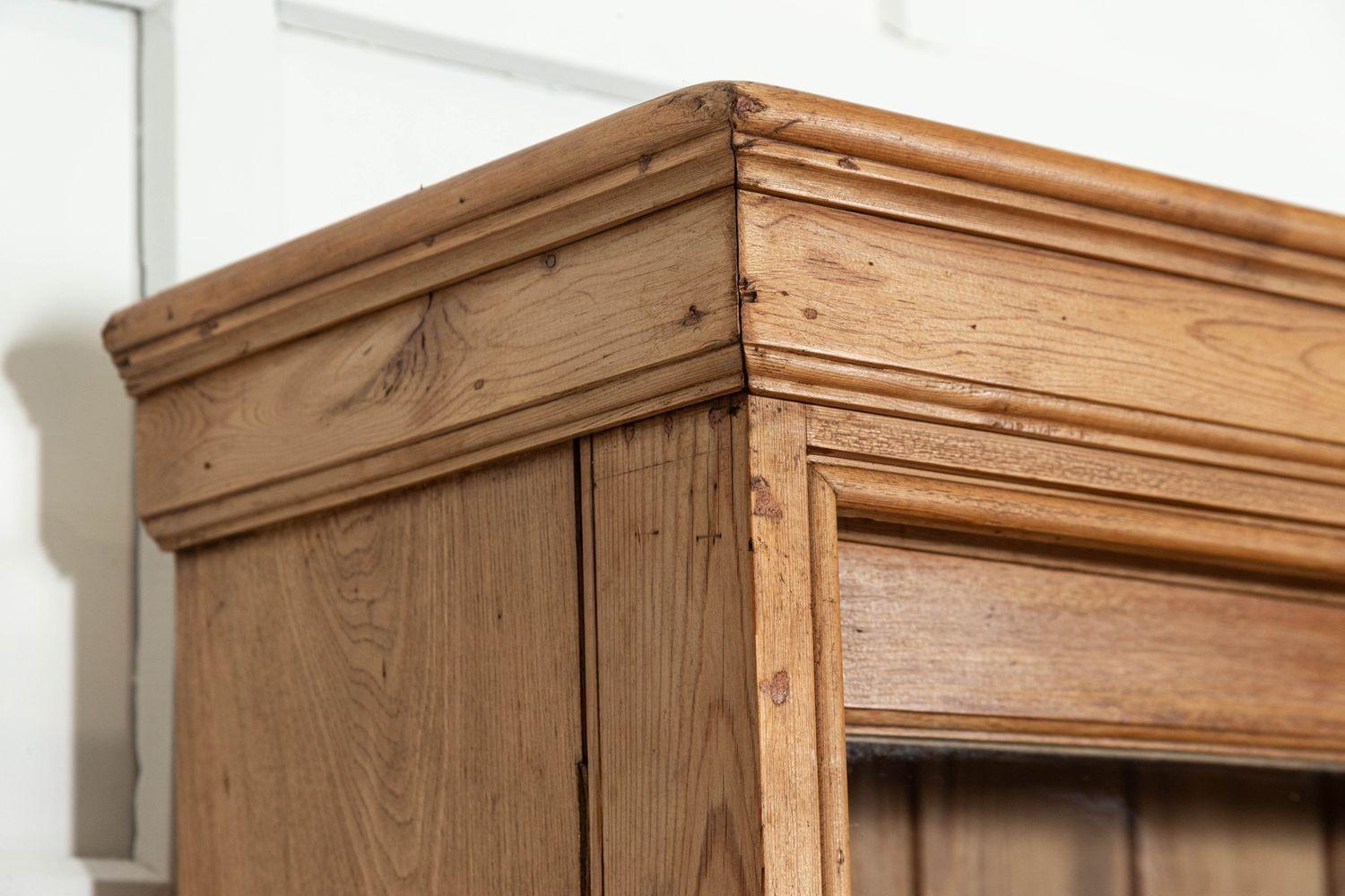 Large English Ash & Pine Glazed Bookcase Cabinet For Sale 5