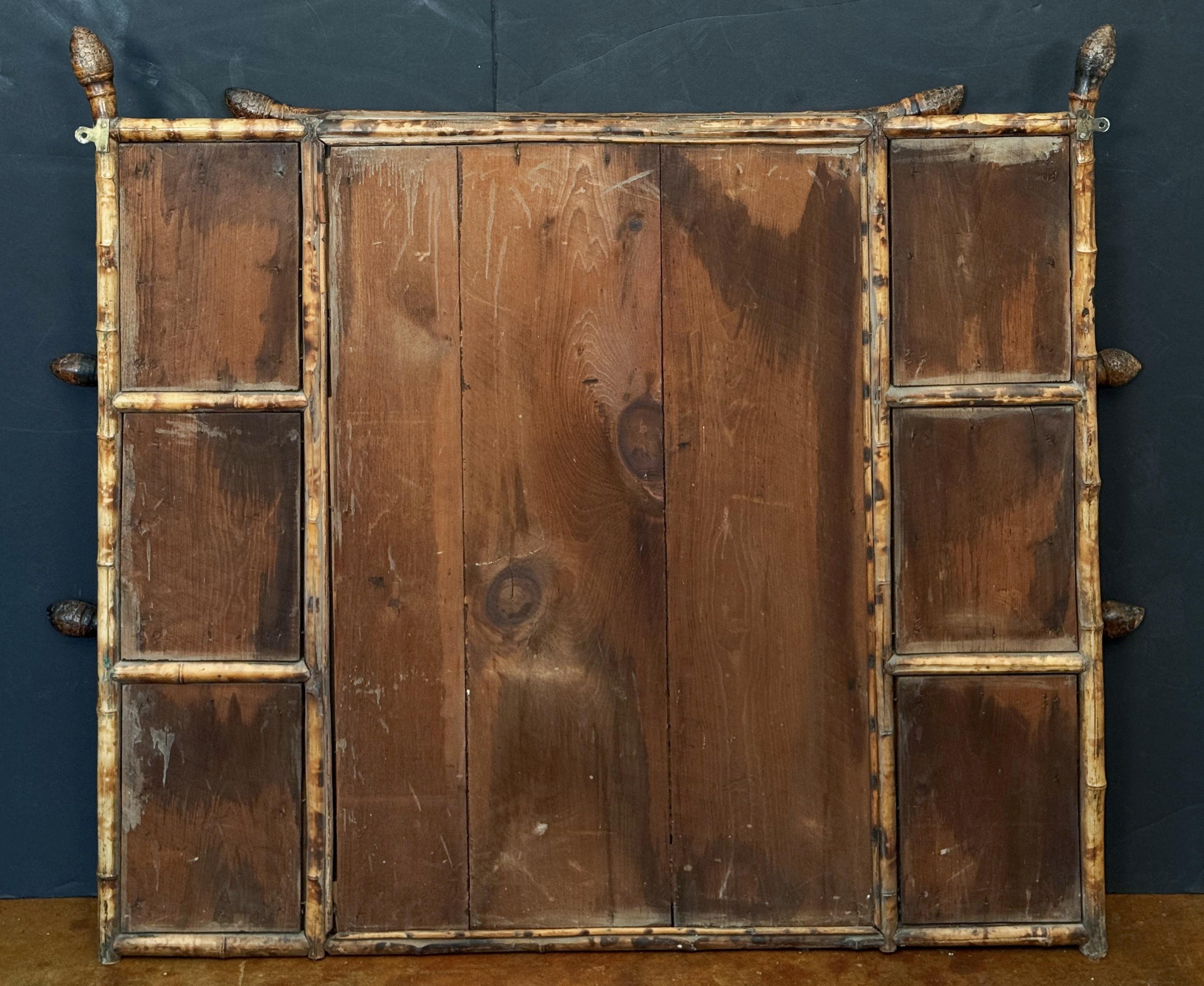 Large English Bamboo Over Mantle or Wall Mirror  (H 42 3/4 x W 51 1/2) For Sale 5