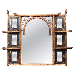Large English Bamboo Over Mantle or Wall Mirror  (H 42 3/4 x W 51 1/2)