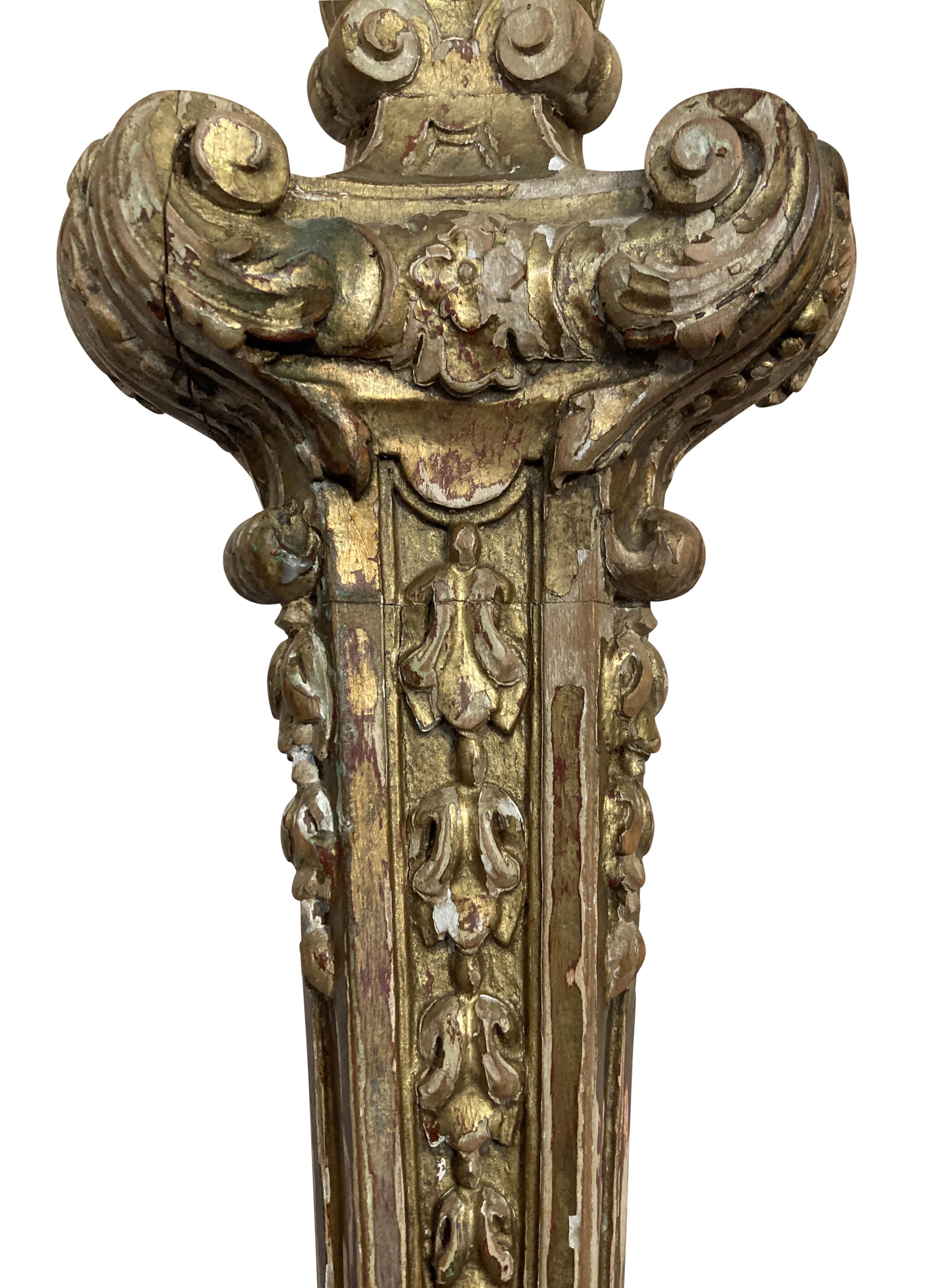 Late 18th Century Large English Baroque Carved Lamp For Sale