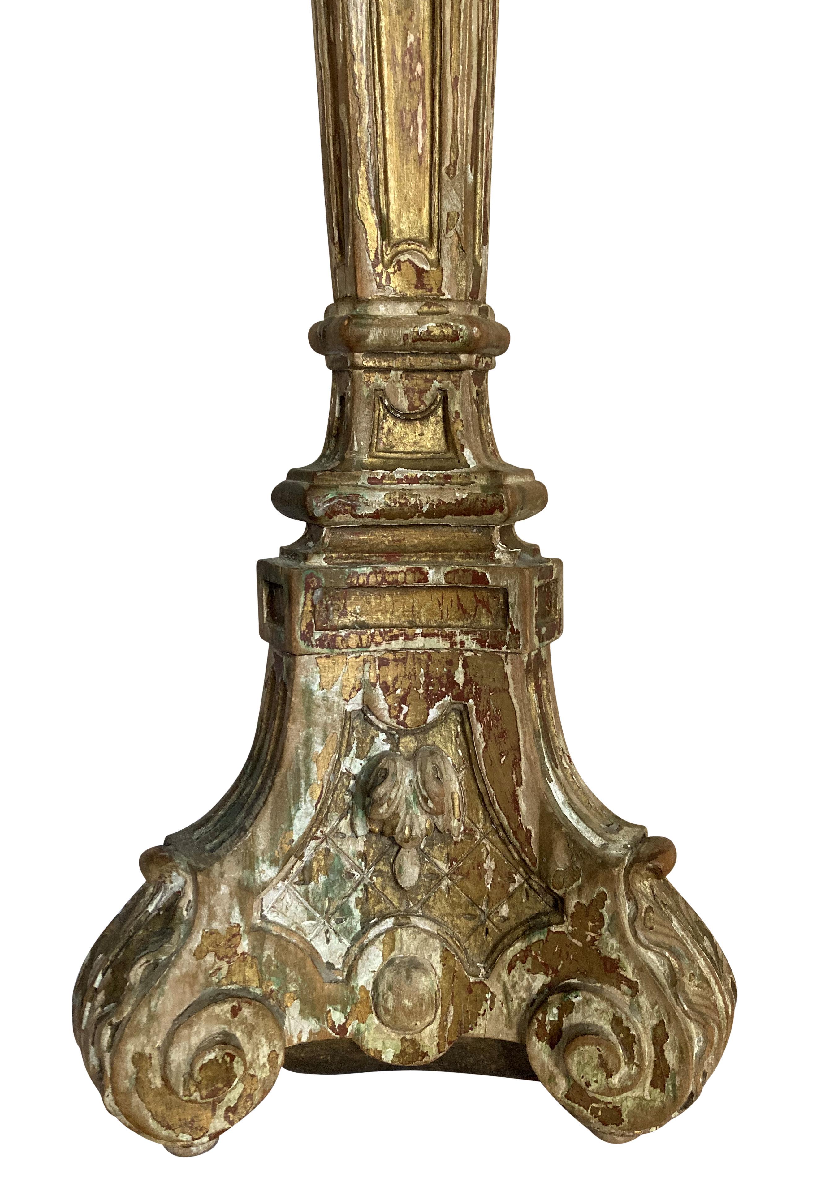 Fruitwood Large English Baroque Carved Lamp For Sale