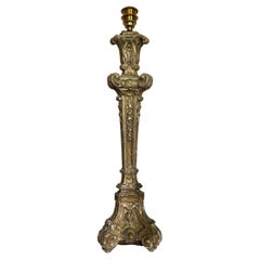Large English Baroque Carved Lamp