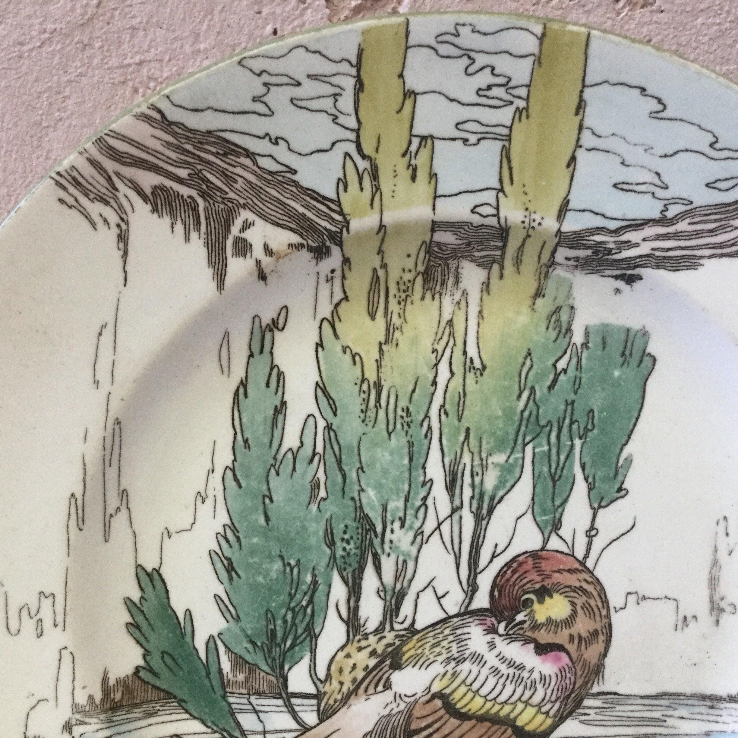 Aesthetic Movement Large English Bird Plate Mintons, circa 1900 For Sale