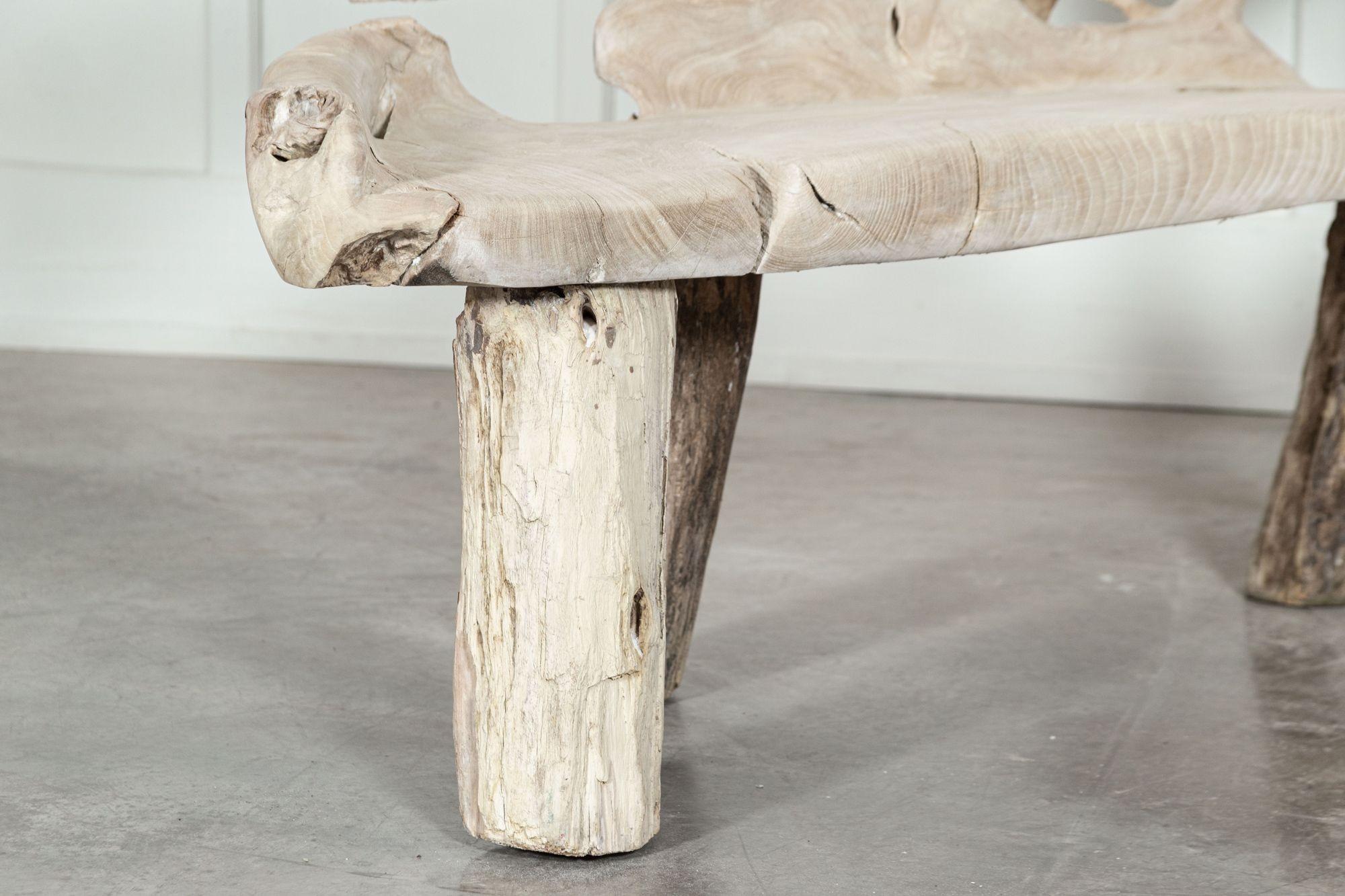 Large English Bleached Teak Root Bench 5