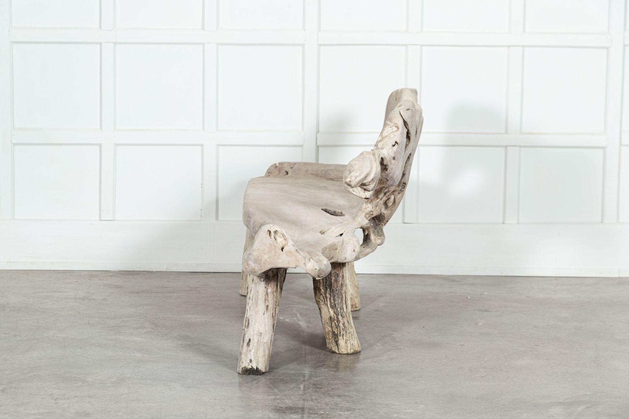 Large English Bleached Teak Root Bench 3
