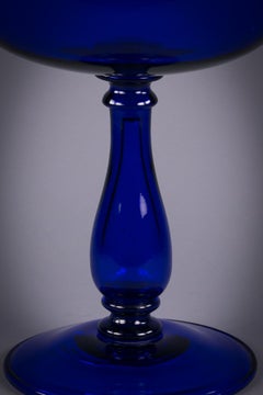 Large English Blue Glass Centerpiece, circa 1820