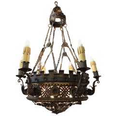 Large English Borique Revival 19th Century Chandelier