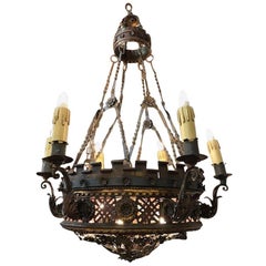 Large English Borique Revival 19th Century Chandelier